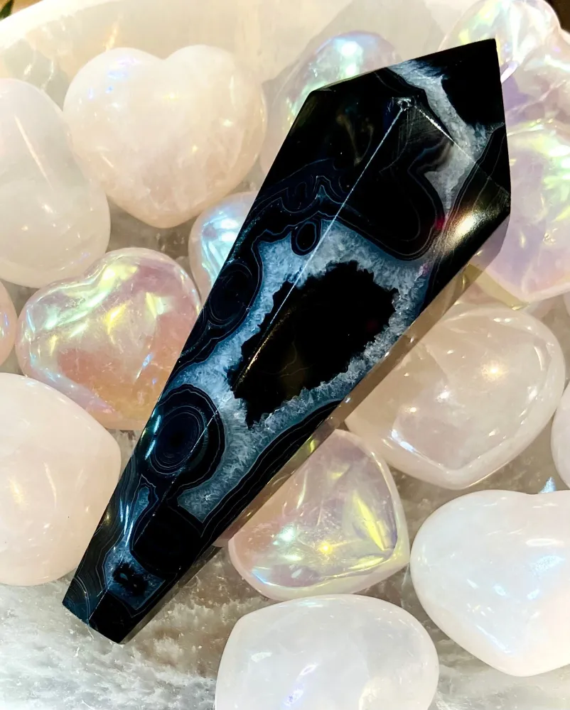 Pointe onyx agate noire