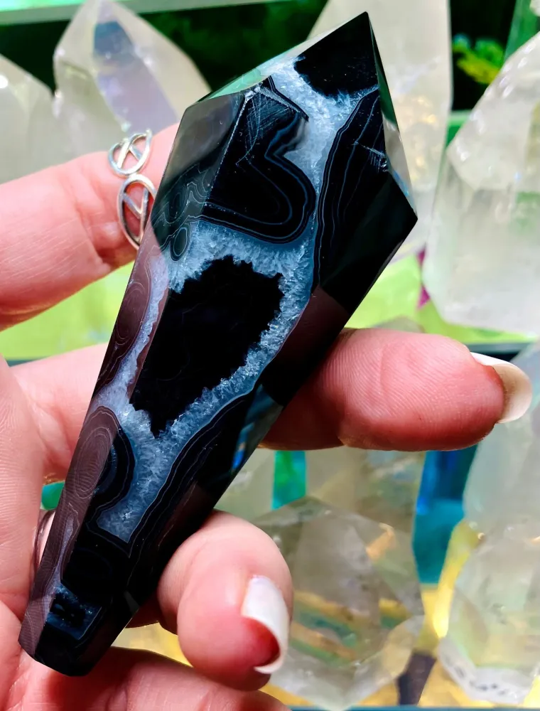 Pointe onyx agate noire