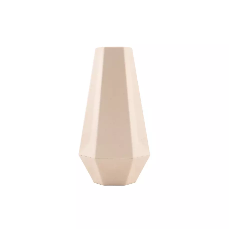Vase géométrique en fibre de bambou blanc cassé 10.8x9.5x20cm Pointvirgule