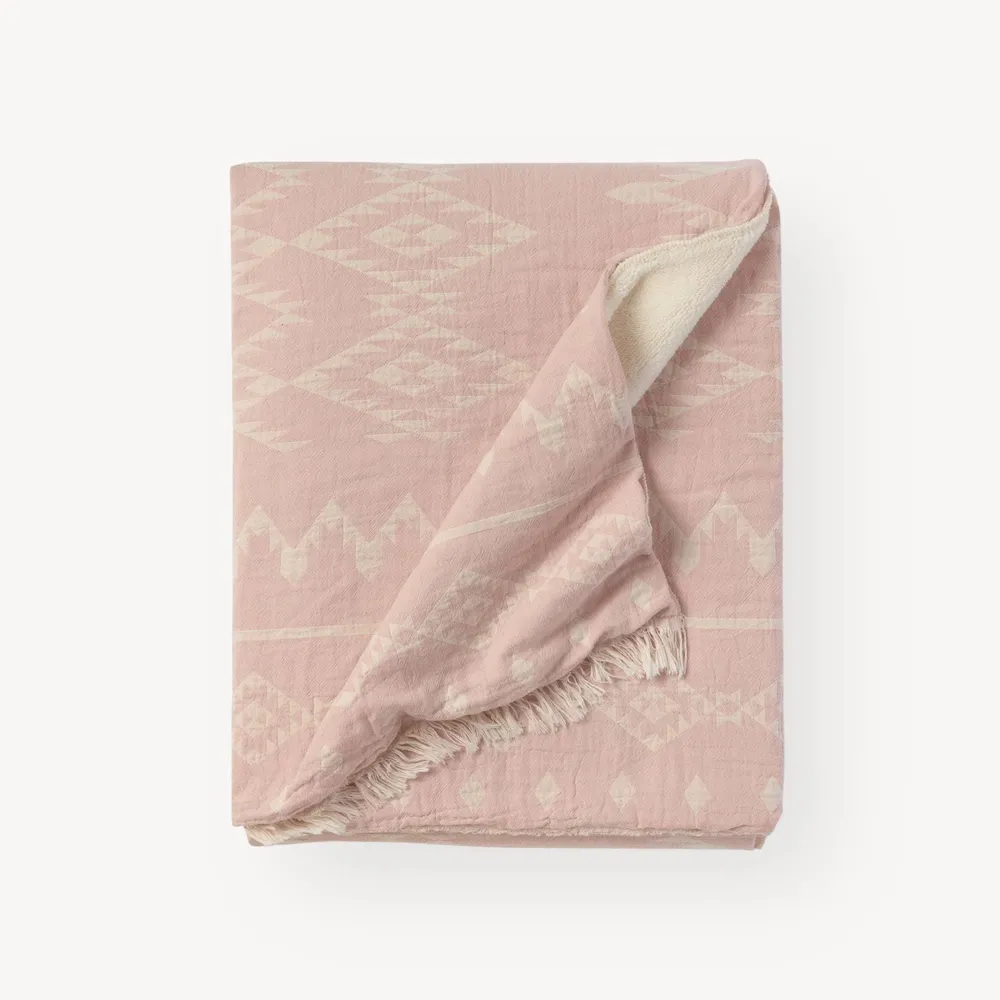Jeté polaire doublé - Rose pastel - Atlas Pokoloko