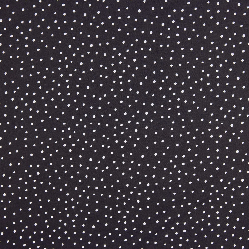 Popeline Coton Pois Noirs