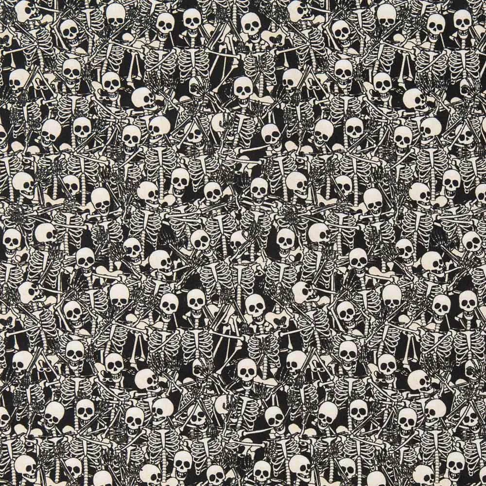 Popeline Squelettes Noir
