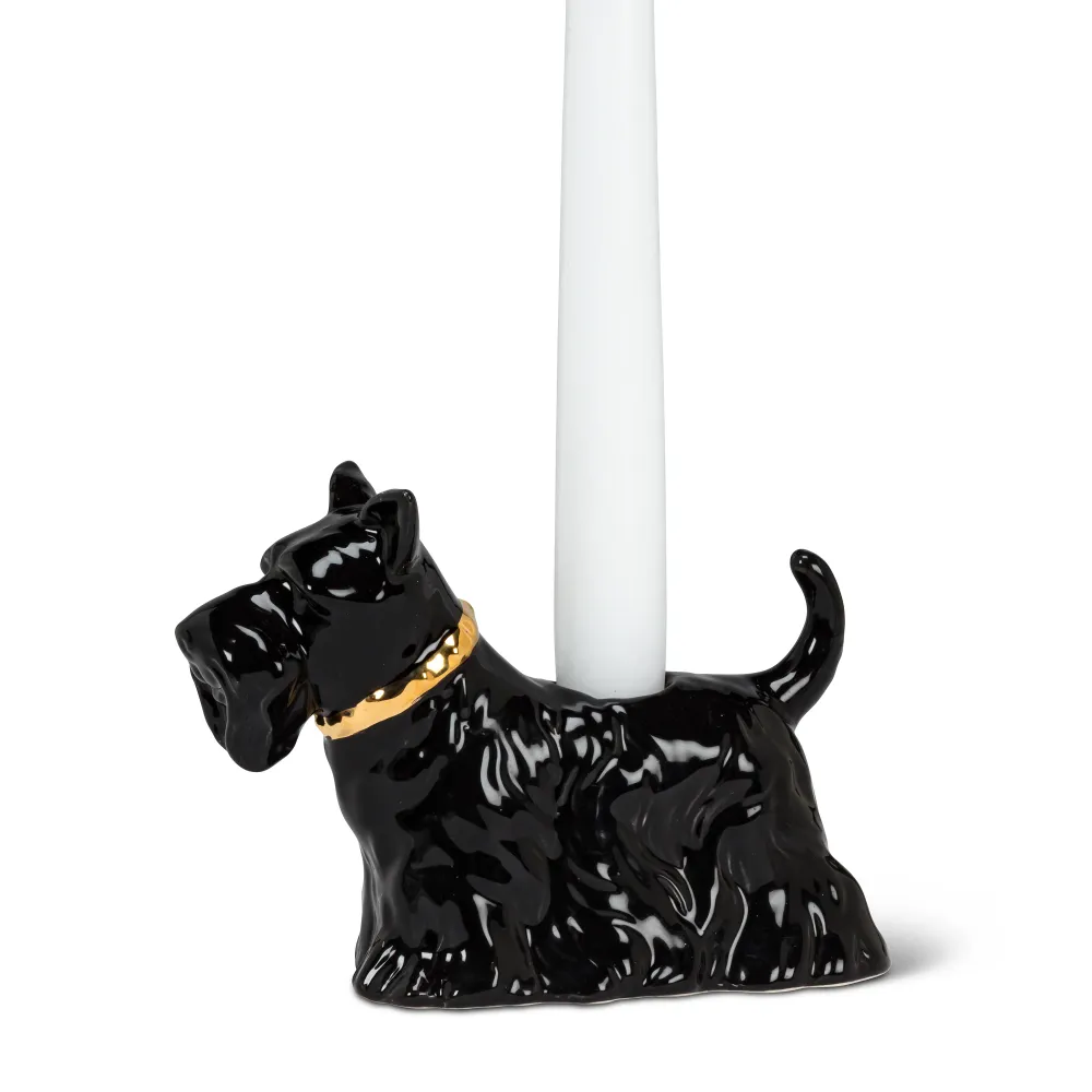 Porte-bougie - Chien noir