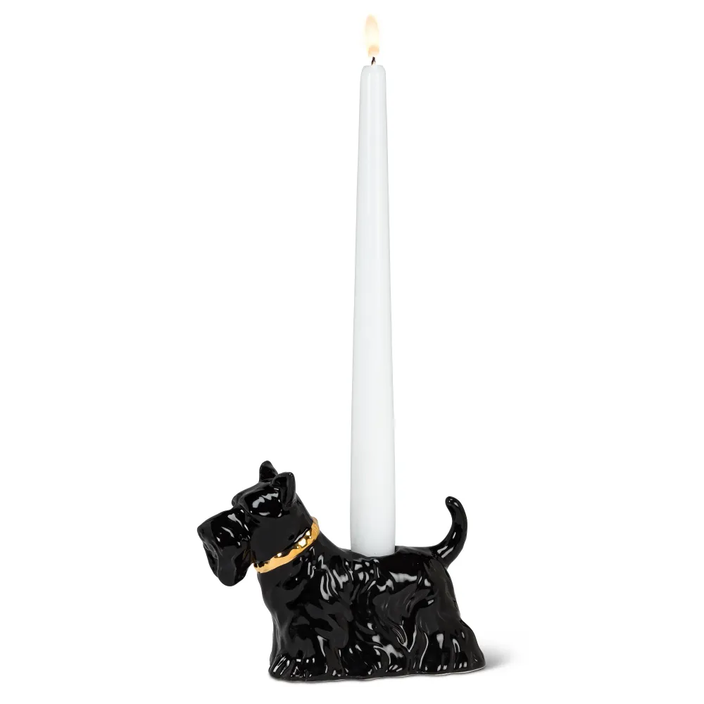 Porte-bougie - Chien noir