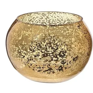 Porte-chandelle en verre à motif de diamant doré 4 po