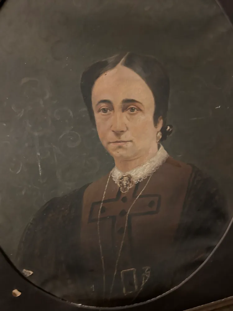Portrait de Dame Italien Début XXe Siècle – Huile sur Toile avec Cadre Doré d’Époque