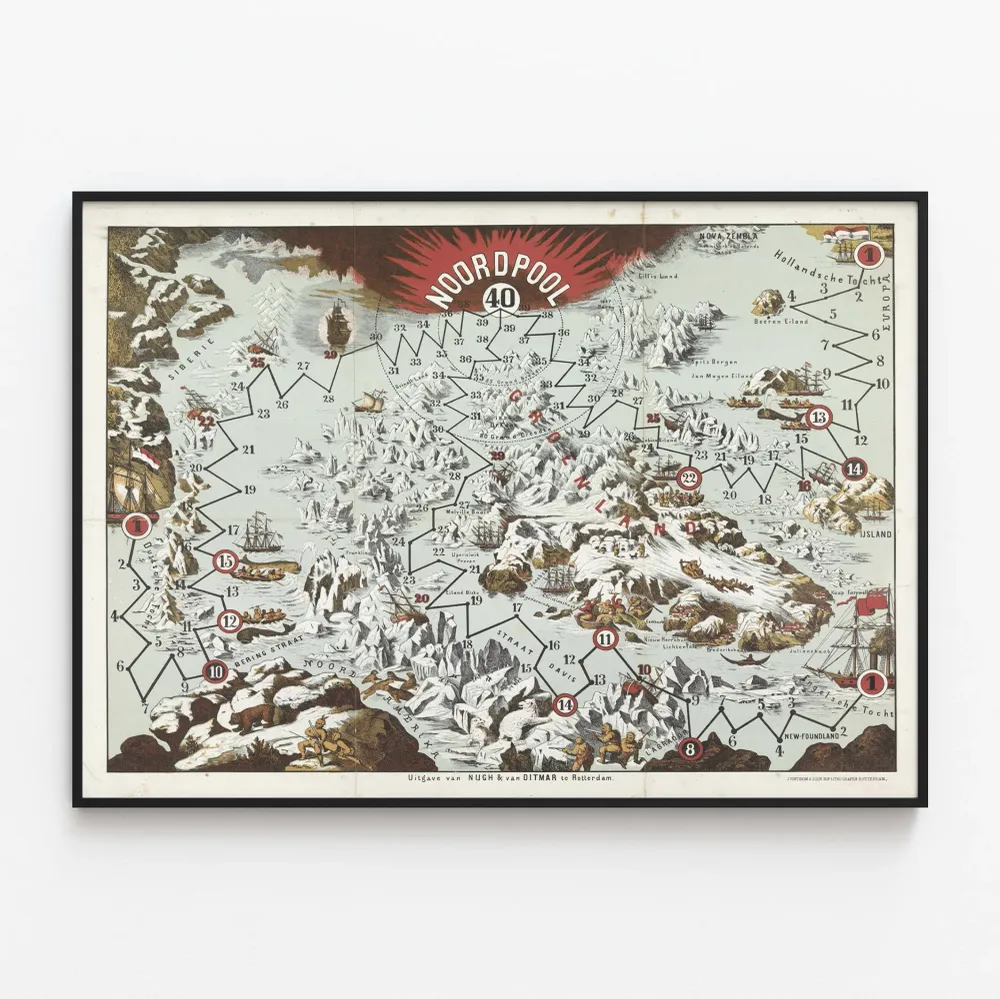 Poster Carte Antique du Pôle Nord - Décoration Murale Vintage