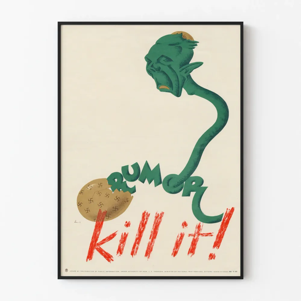 Poster Vintage Anti-Rumeur Guerre Mondiale