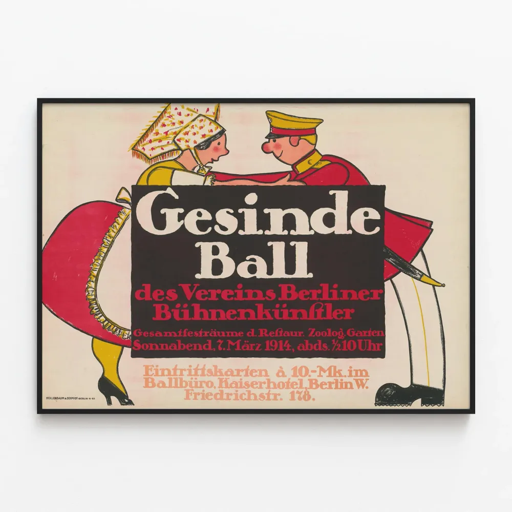 Poster vintage Ball des Berliner Bühnenkünstler 1914