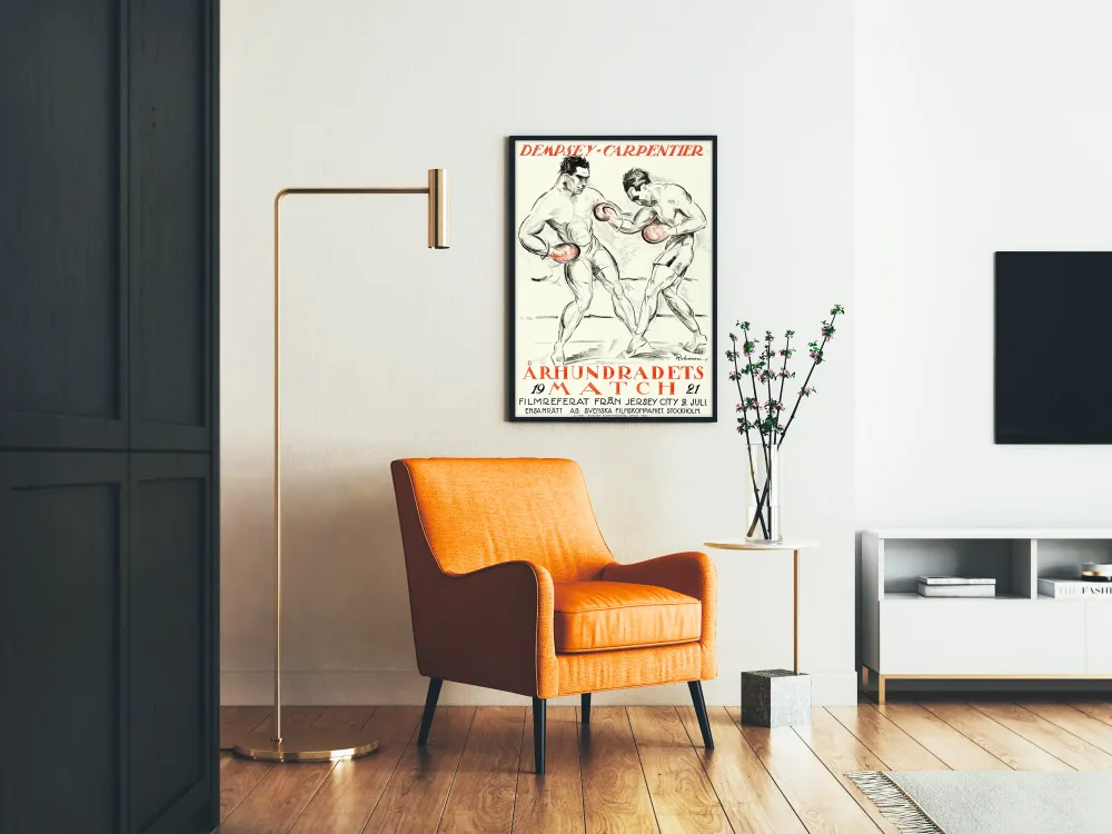 Poster vintage Boxe Dempsey vs Carpentier 1921 Match du Siècle