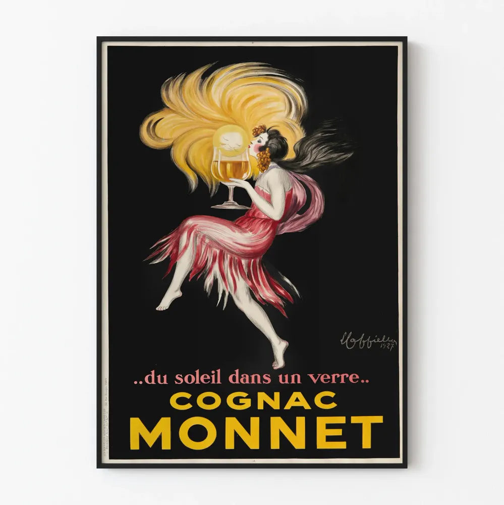 Poster vintage Cognac Monnet - Affiche publicitaire Art déco