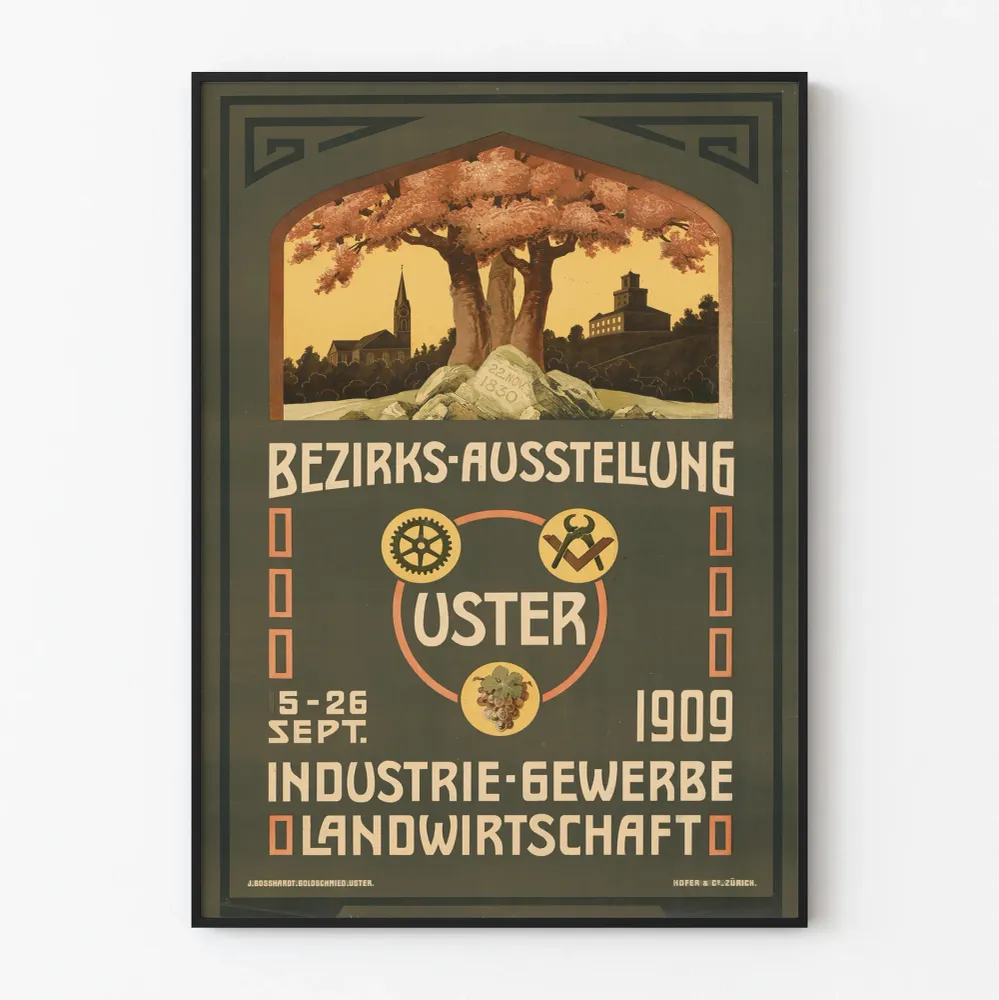 Poster vintage exposition industrielle et agricole Uster 1909
