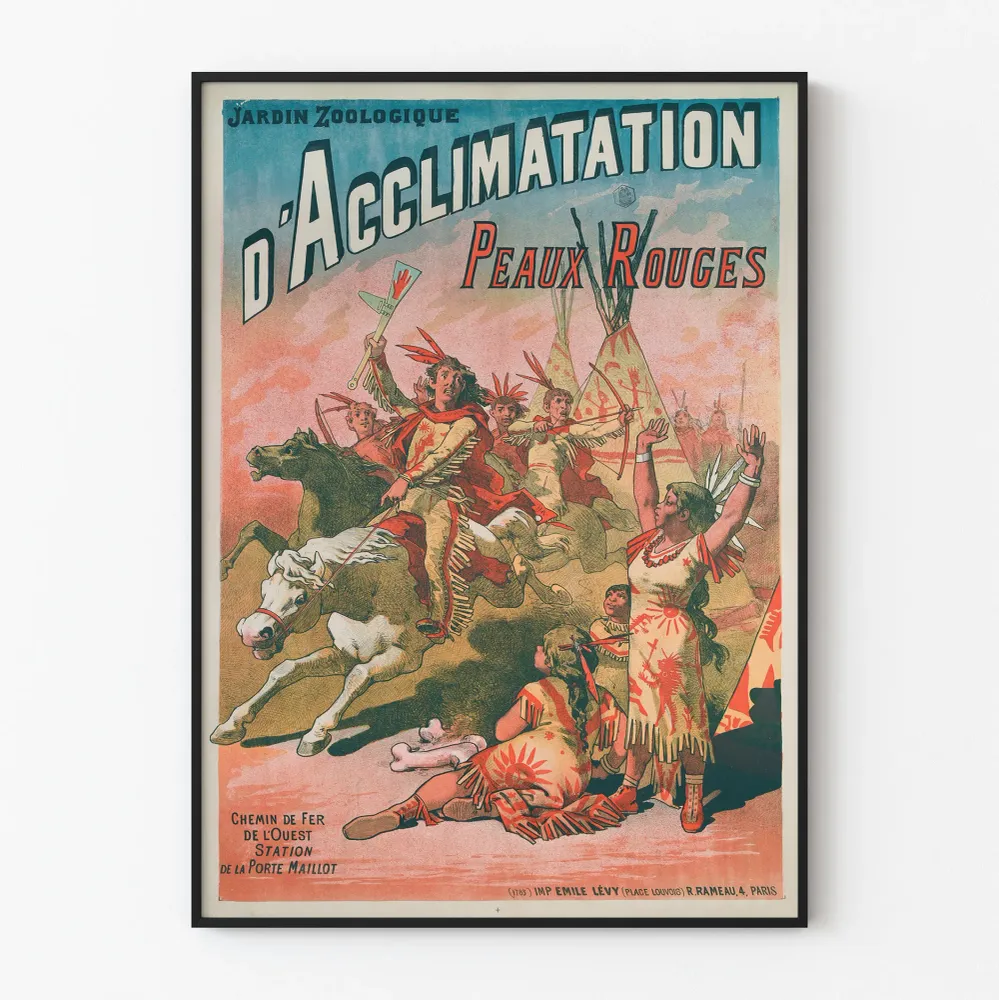 Poster vintage Jardin Zoologique d'Acclimatation Peaux Rouges