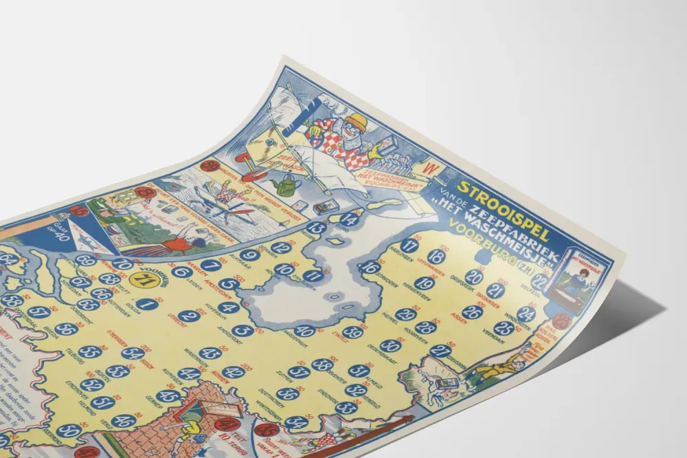 Poster Vintage Jeu de Société Strooisel Zeepfabriek Het Waschmeisje