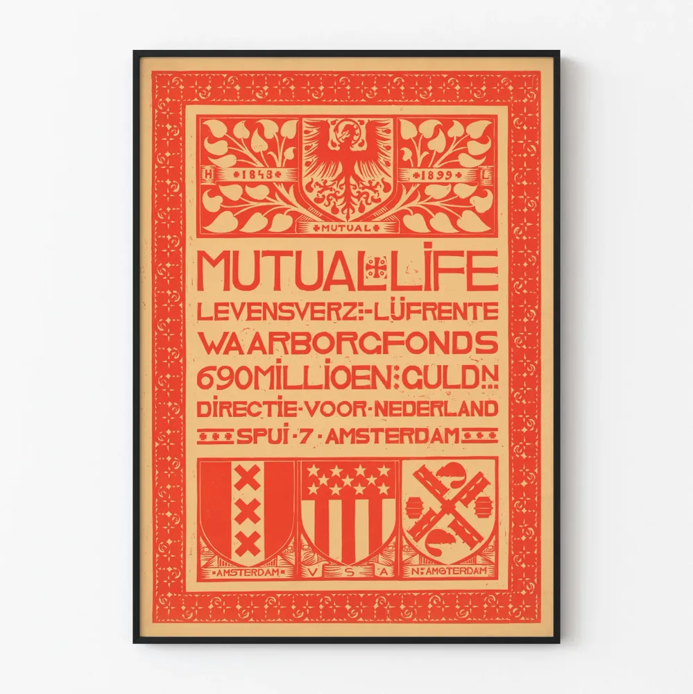 Poster Vintage Mutual Life Assurance Amsterdam