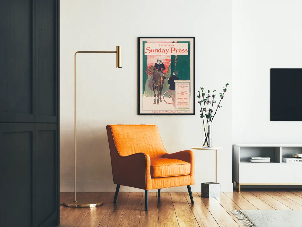 Poster vintage Philadelphia Sunday Press 1895 pour décoration murale