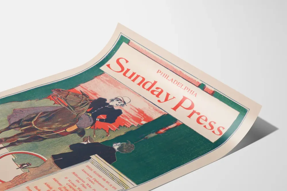 Poster vintage Philadelphia Sunday Press 1895 pour décoration murale