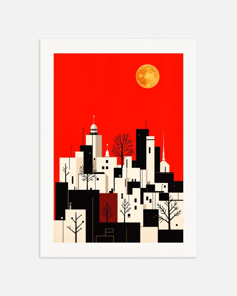 Affiche ville et pleine lune Posterscape Creative Studio