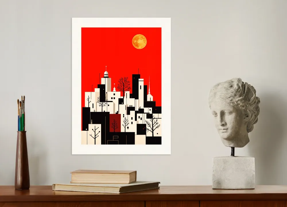 Affiche ville et pleine lune Posterscape Creative Studio