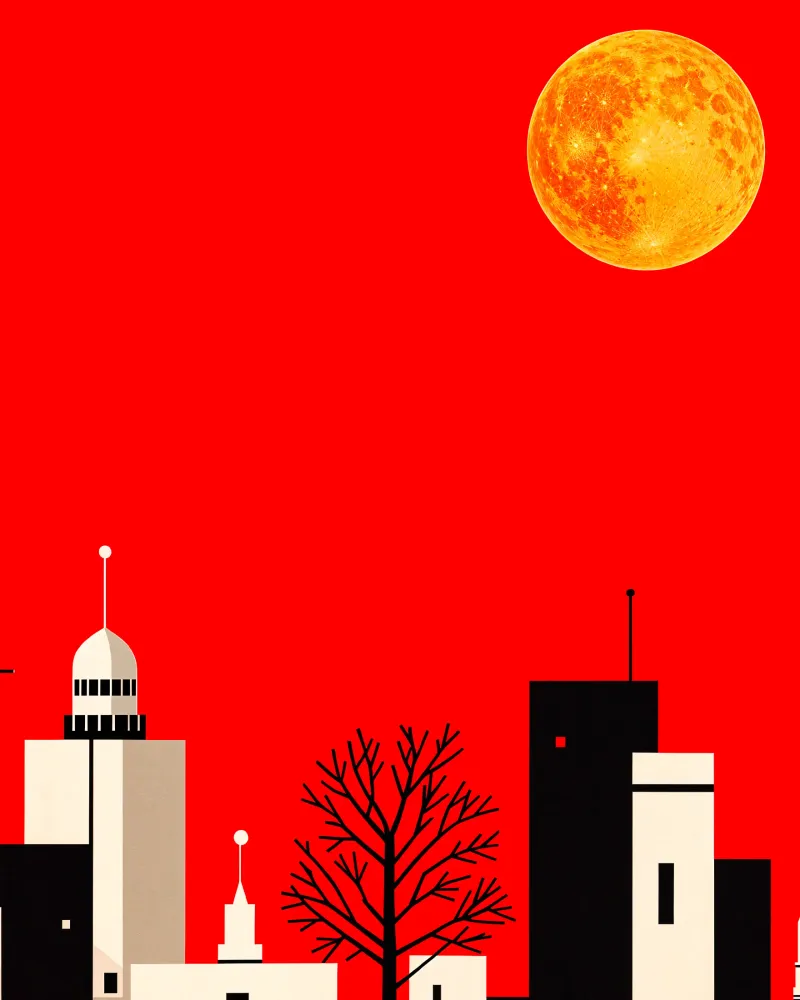 Affiche ville et pleine lune Posterscape Creative Studio