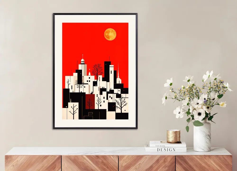 Affiche ville et pleine lune Posterscape Creative Studio