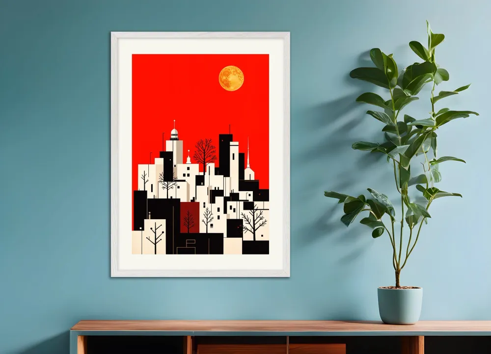 Affiche ville et pleine lune Posterscape Creative Studio