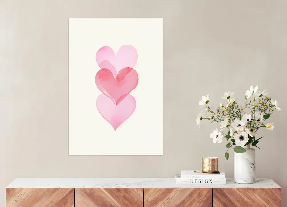 Cœurs romantiques à l'aquarelle - Affiche Posterscape Creative Studio