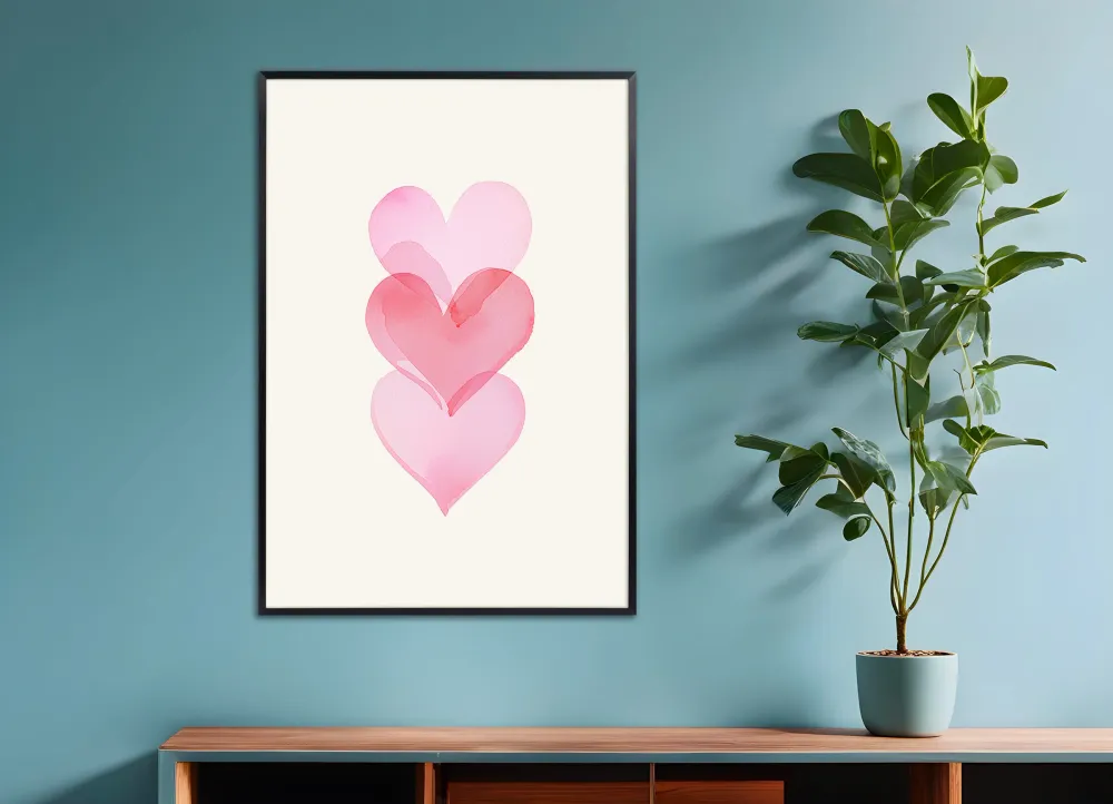 Cœurs romantiques à l'aquarelle - Affiche Posterscape Creative Studio