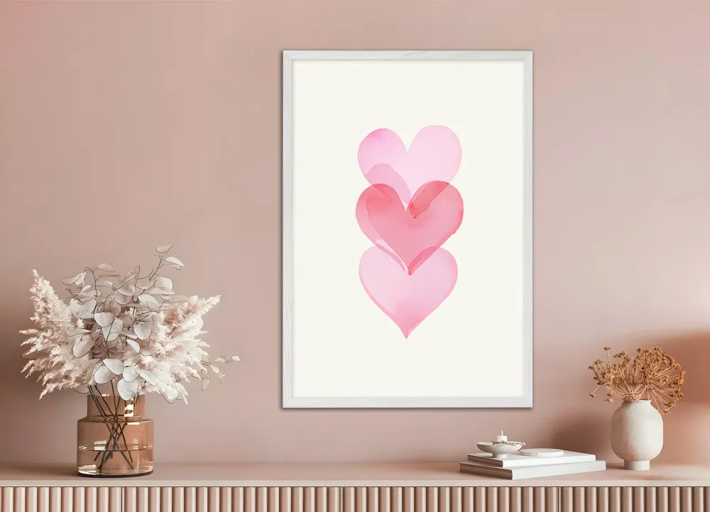 Cœurs romantiques à l'aquarelle - Affiche Posterscape Creative Studio