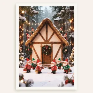 Poster des petits lutins dans la êt enneigée Posterscape Creative Studio