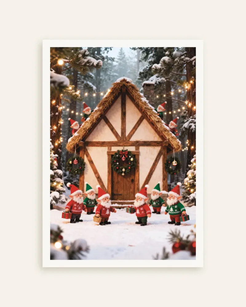 Poster des petits lutins dans la êt enneigée Posterscape Creative Studio