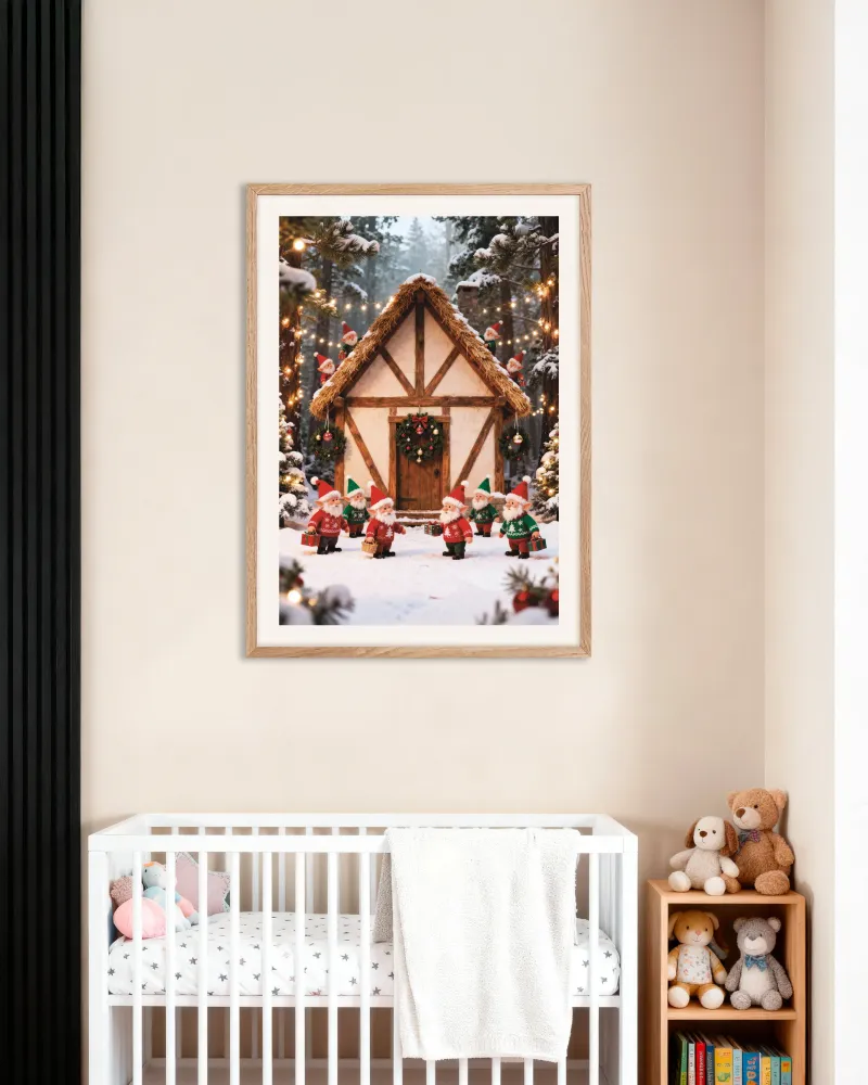 Poster des petits lutins dans la êt enneigée Posterscape Creative Studio