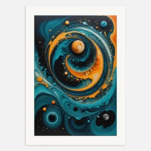 Système planétaire, fluid art - Affiche Posterscape Creative Studio