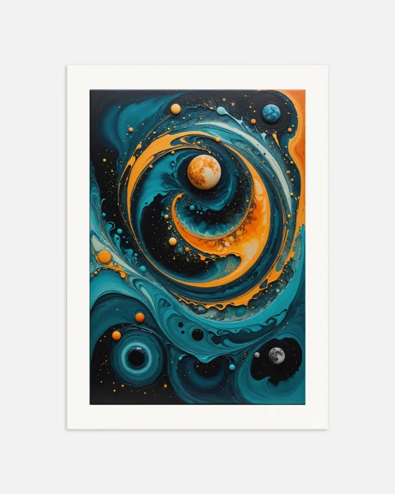 Système planétaire, fluid art - Affiche Posterscape Creative Studio