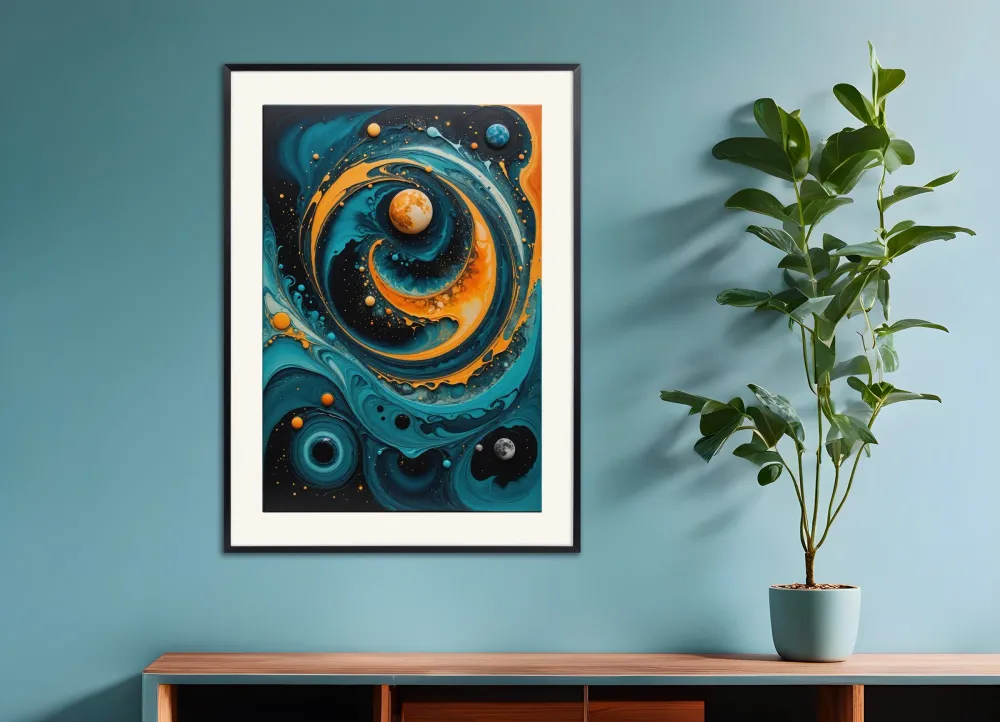 Système planétaire, fluid art - Affiche Posterscape Creative Studio