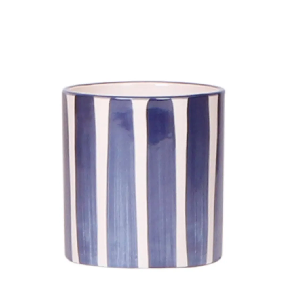 Pot Céramique Rayé Bleu