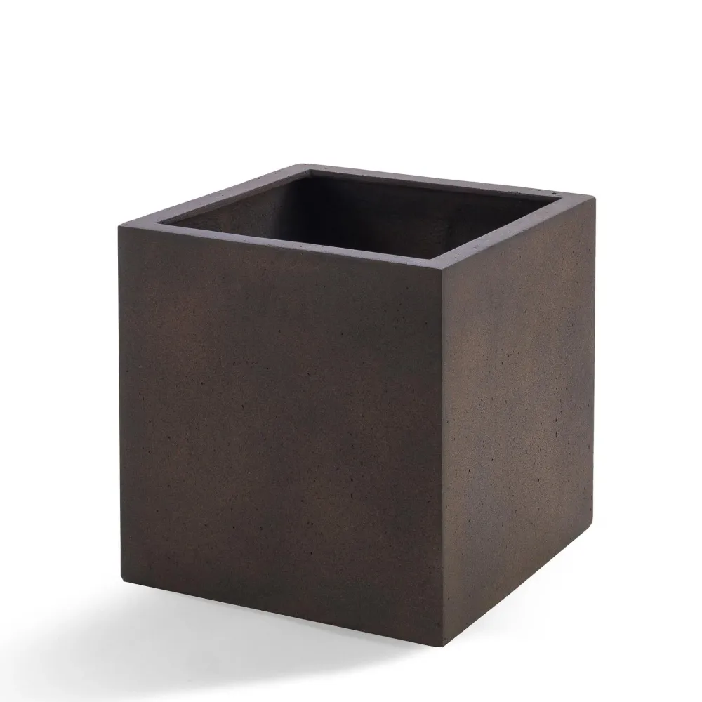 Pot Cube Grigio Fer Rouillé 50 cm