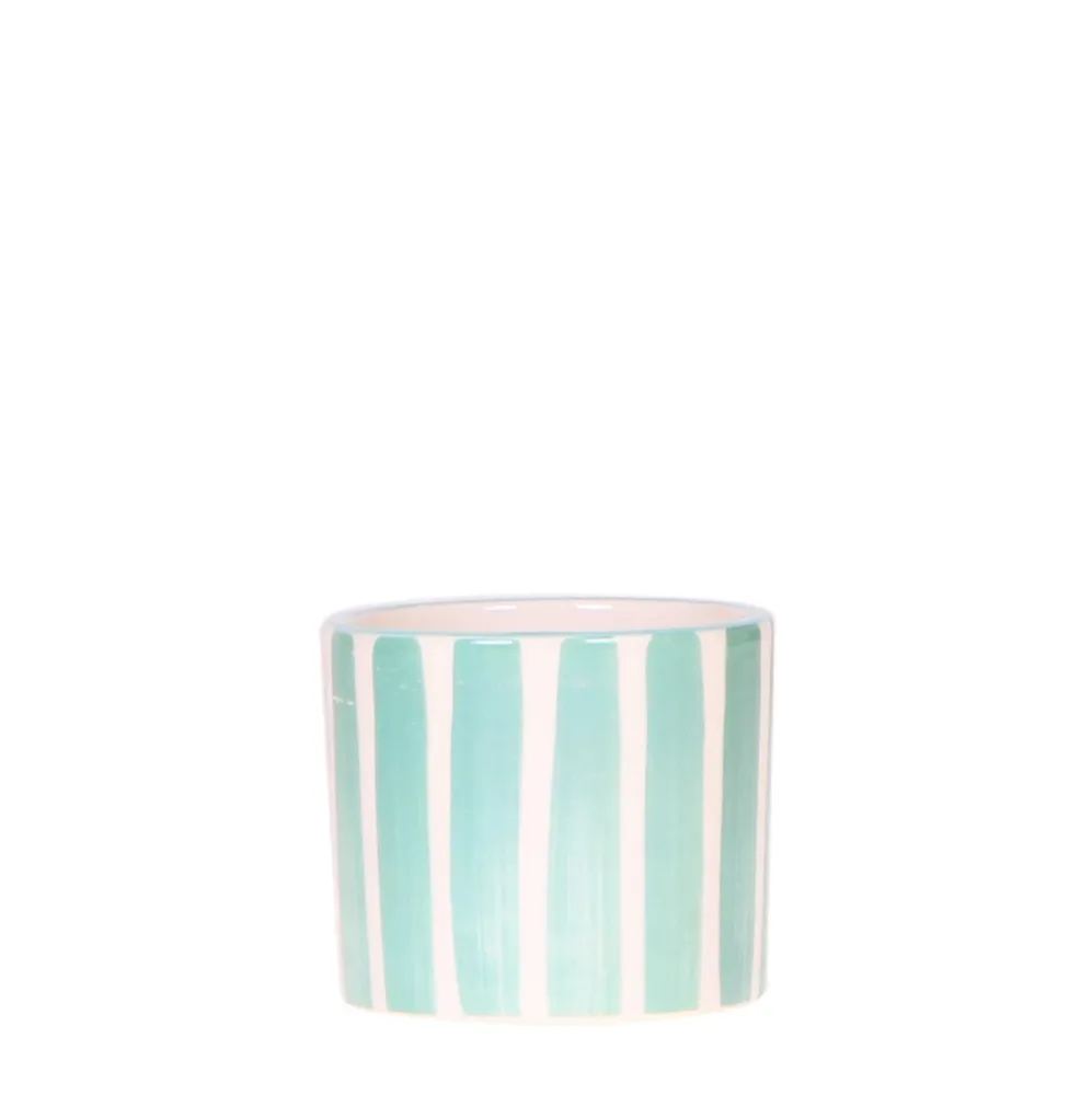Pot décoratif Painted Stripe - Turquoise