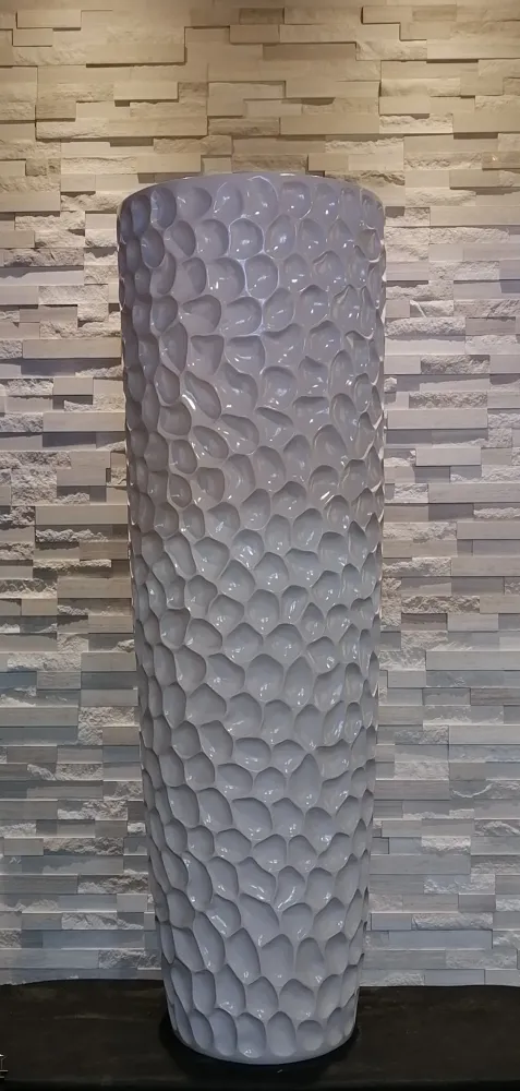 POT FIBRE DE VERRE ALVÉOLÉ GRÈGE 48x150cm