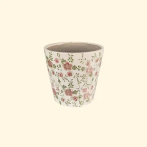 Pot de fleurs d'intérieur rose et beige
