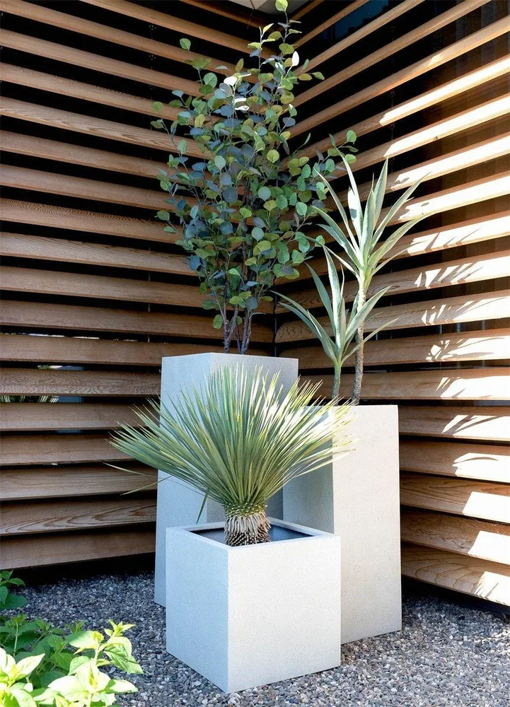 Pot Grigo Cube Blanc Antique 60 cm