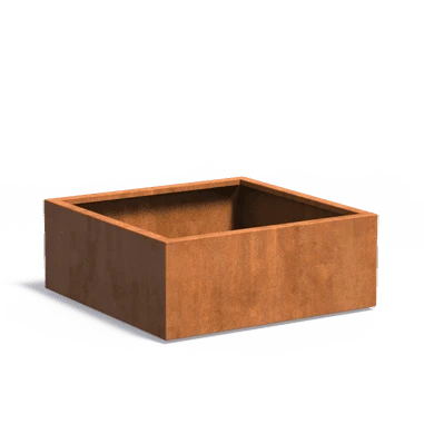 Pot pour fleur bac carré aspect rouillé - intérieur extérieur - L.100xH.80cm Acier Corten