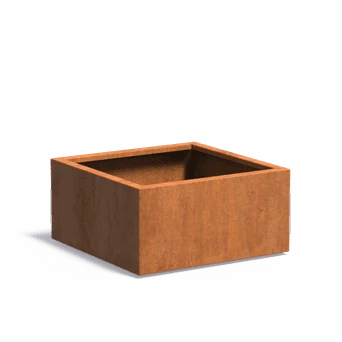 Pot pour fleur bac carré aspect rouillé - intérieur extérieur - L.80xH.40cm Acier Corten