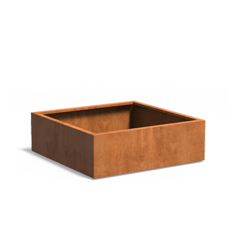 Pot pour fleur bac carré aspect rouillé - intérieur extérieur - L.120xH.80cm Acier Corten