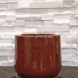Pot rouge glacé 9.1 X 9.8