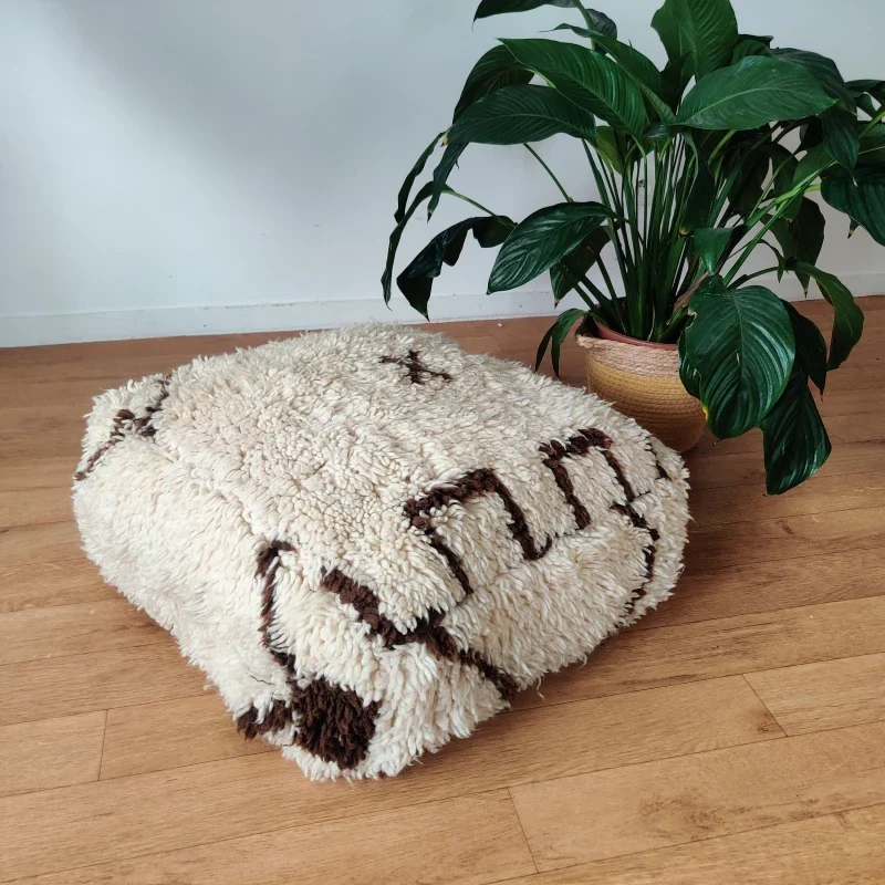 Pouf Béni Ouarain motifs marron