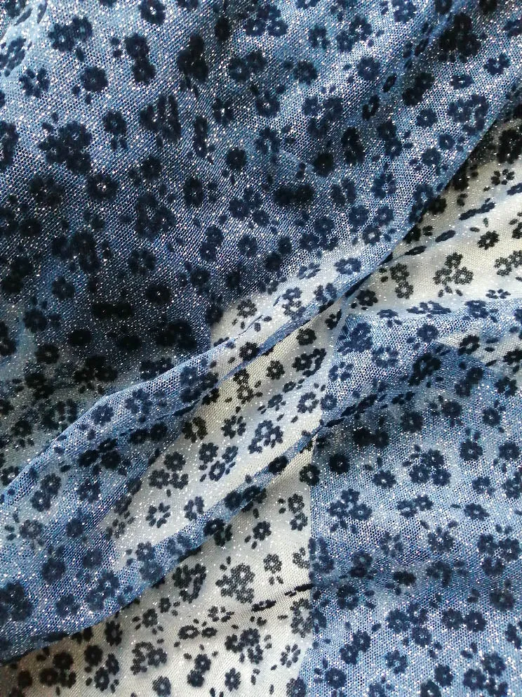 LOZZA H9980 Flock Fleurette marine Tulle Marine Prêt-à-upcycler