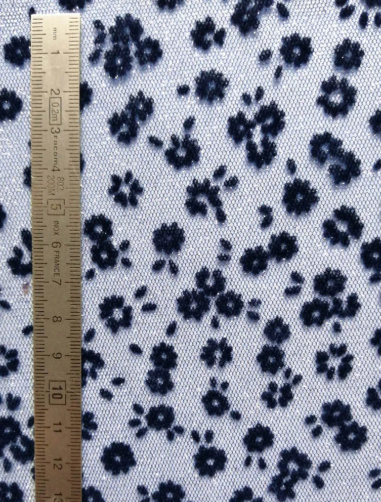 LOZZA H9980 Flock Fleurette marine Tulle Marine Prêt-à-upcycler