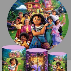 Princesse fond rond film Encanto princesse cercle toile de fond pour la photographie filles anniversaire Photo fond printe...