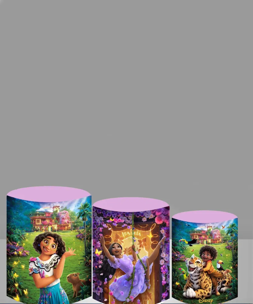 Princesse fond rond film Encanto princesse cercle toile de fond pour la photographie filles anniversaire Photo fond printe...